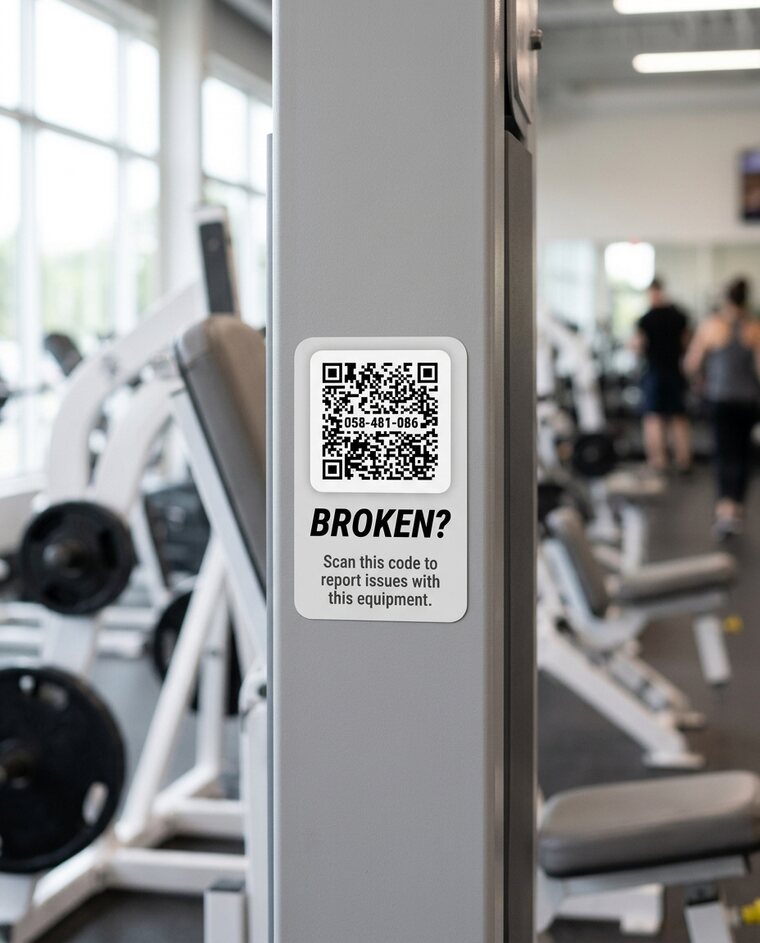 Light FixTag Gear Tag on a pale gym machine